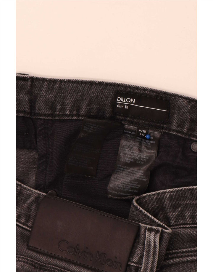Calvin Klein Uomo Dillon Slim Jeans W38 L32 Cotone Grigio