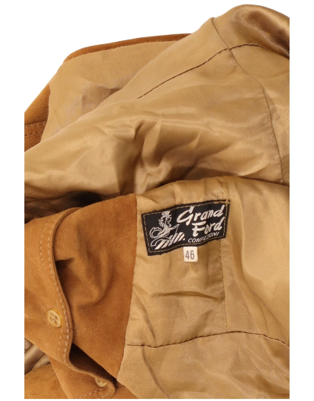 Giacca blazer in pelle scamosciata da donna a 3 bottoni Grand Ford IT 46 Large Beige
