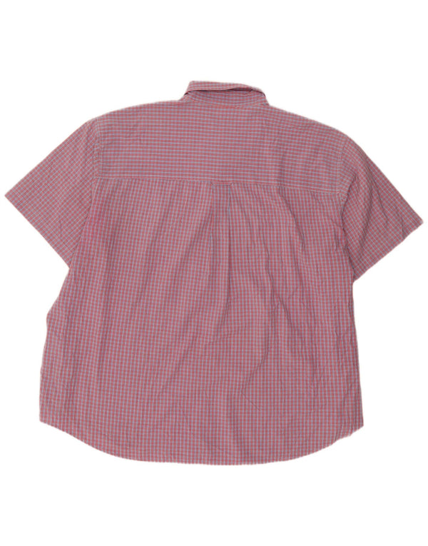 Chaps Mens Easy Care Short Sleeve Shirt 4XL Red Check Cotton