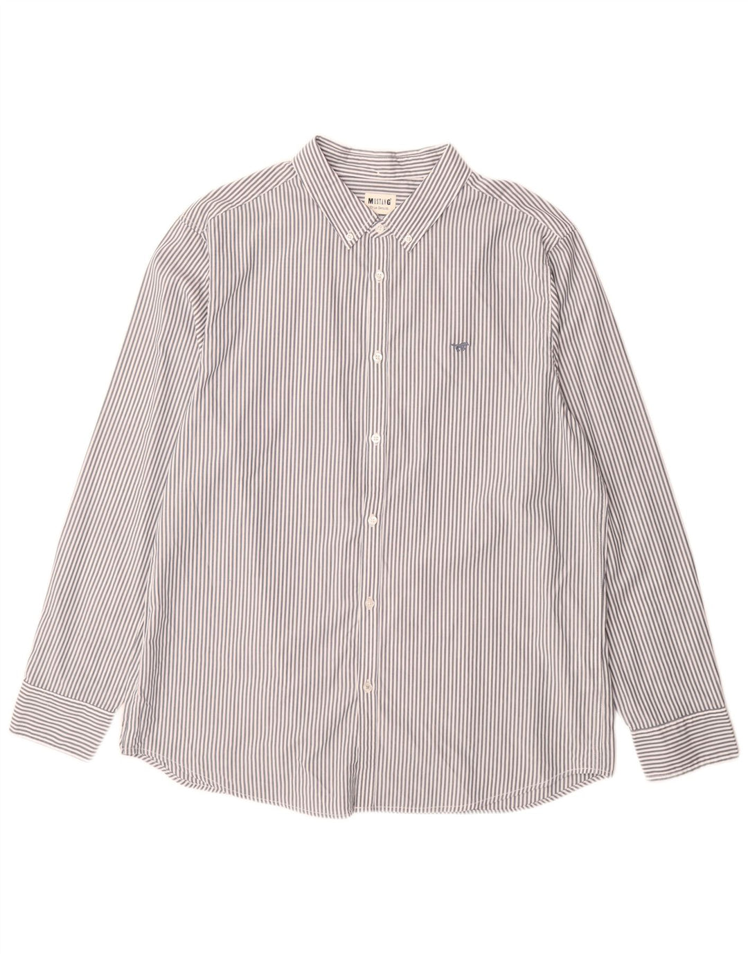 Camicia Mustang da uomo vestibilità regolare XL in cotone gessato grigio