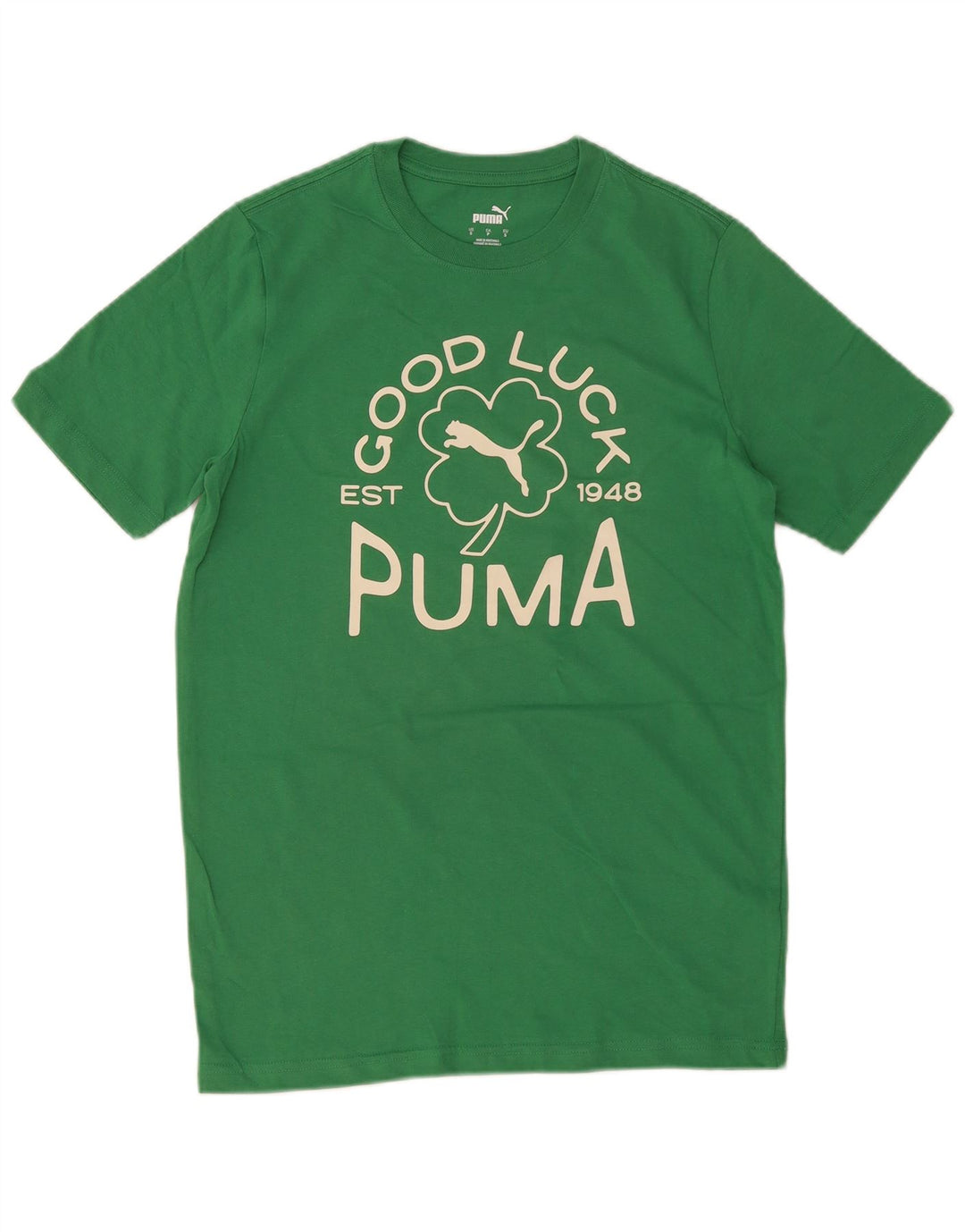 T-shirt grafica da uomo Puma Top Small in cotone verde