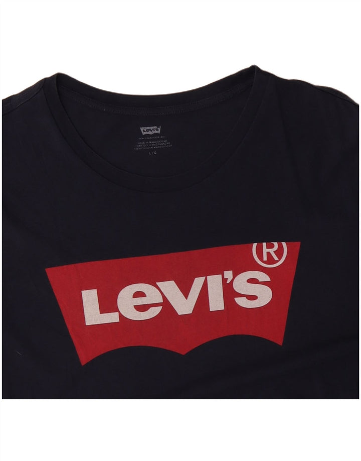 T-shirt grafica da uomo LEVI'S Top grande in cotone blu navy