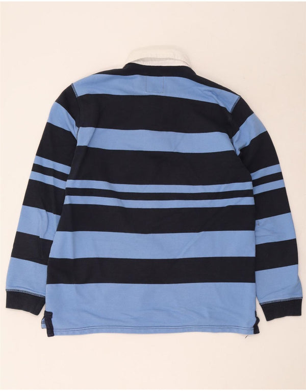 Crew Clothing Polo da rugby da uomo a maniche lunghe XL in cotone a righe blu
