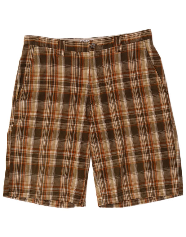 Columbia Mens Chino Shorts W36 Large Brown Check Cotton