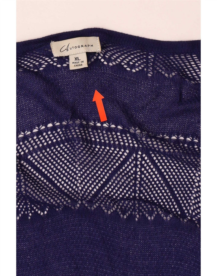 Top cardigan trasparente autografo da donna Marks & Spencer UK 18 XL blu