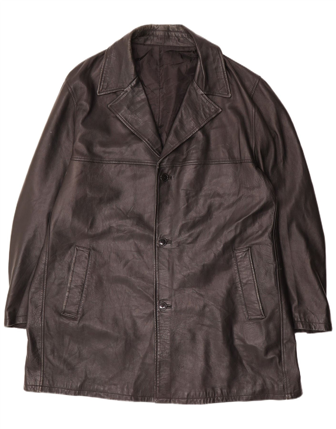 Cappotto in pelle da uomo vintage taglia 62 4XL in pelle nera