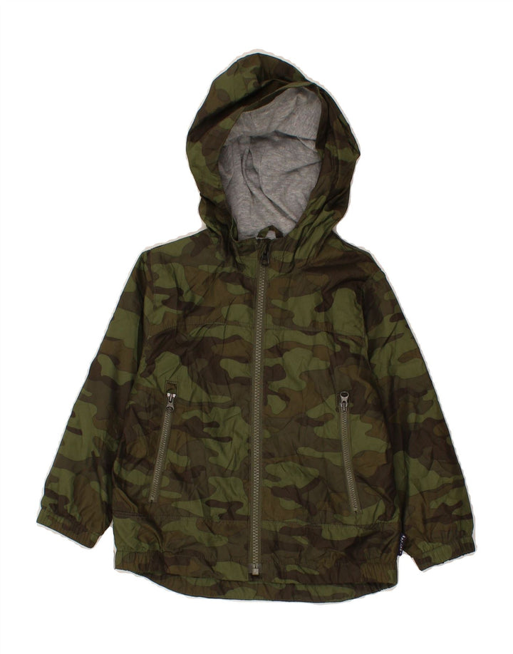 GAP Boys Hooded Rain Jacket 2-3 Years Green Camouflage Polyester Vintage Gap and Second-Hand Gap from Messina Hembry 