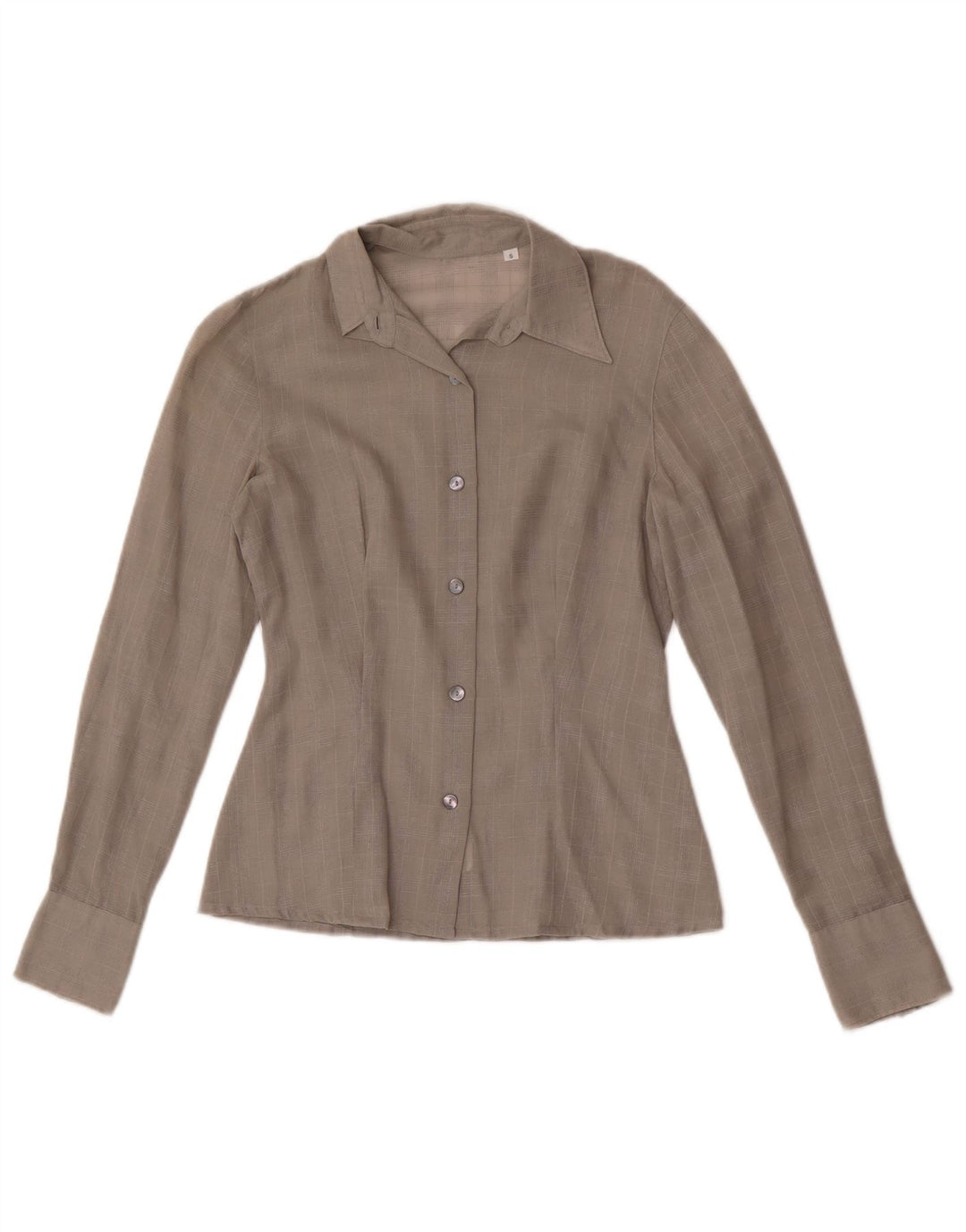 Camicia da donna vintage UK 10 piccolo cotone a quadri grigi