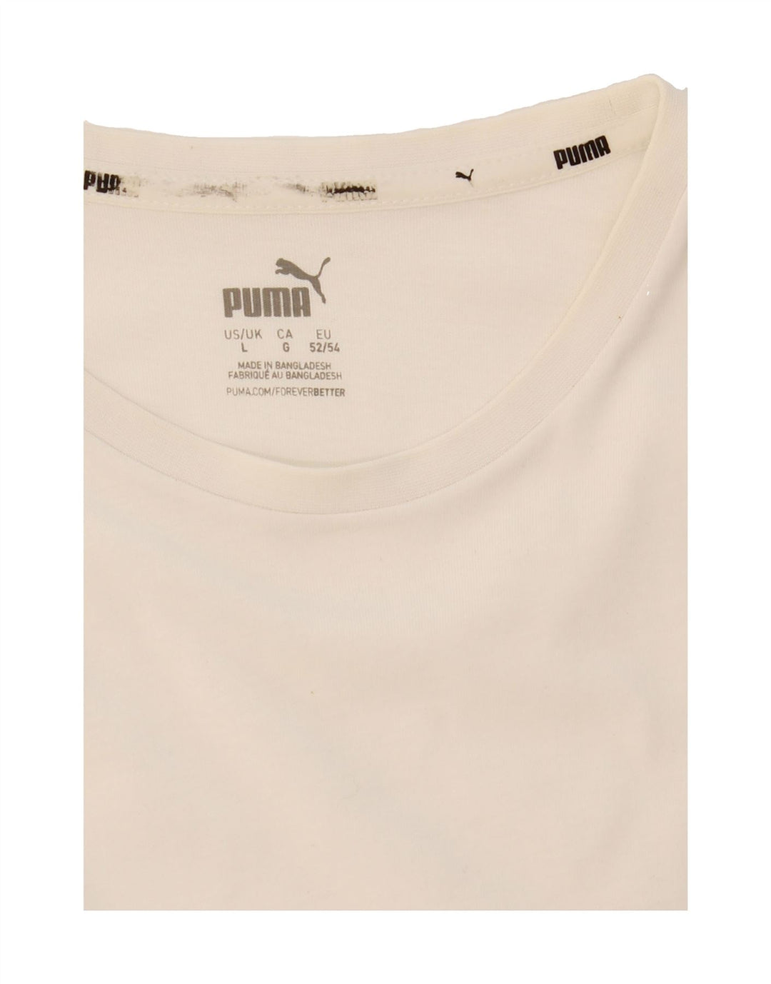 PUMA Mens T-Shirt Top Large White Vintage Puma and Second-Hand Puma from Messina Hembry 