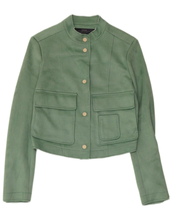 Giubbotto bomber corto da donna Zara UK 6 XS verde poliestere