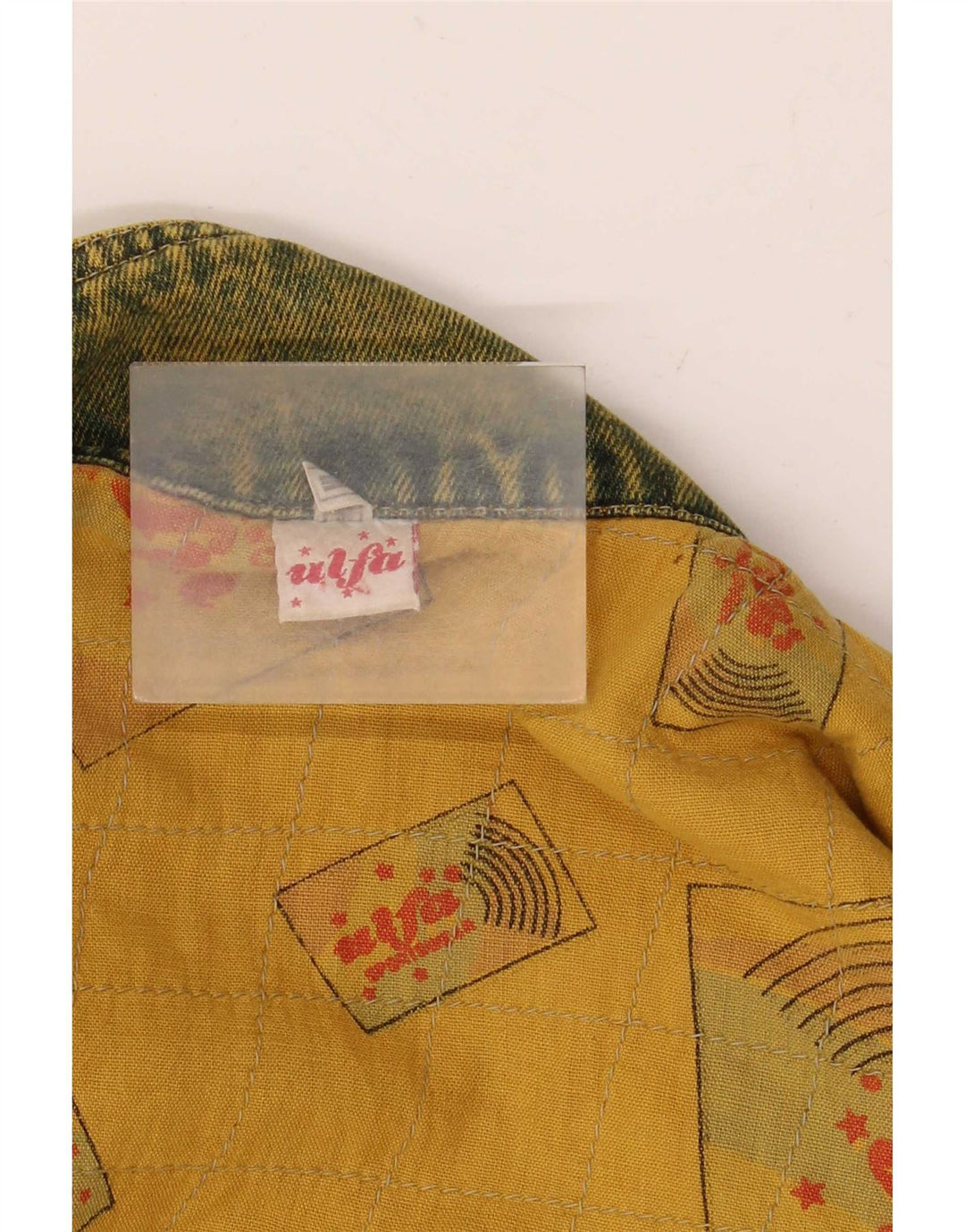 Giacca di jeans vestibilità ampia da uomo Ulfa UK 38 Cotone giallo medio anni '80