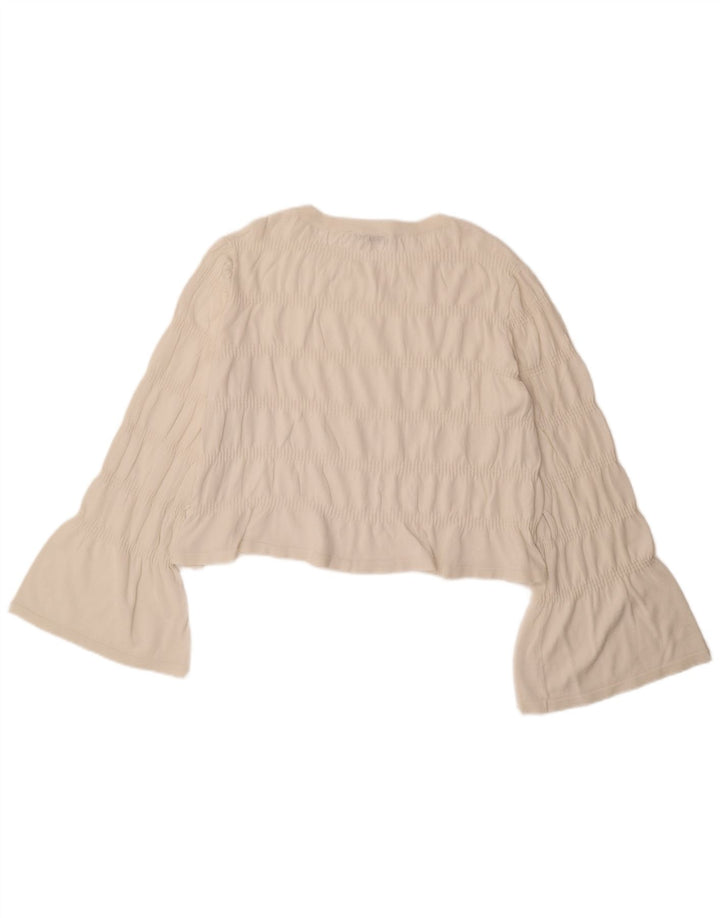 Top corto a maniche lunghe da donna Zara UK 16 Large bianco