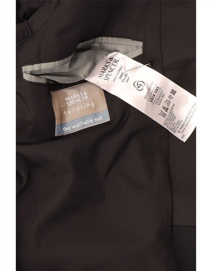 Marks & Spencer Giacca blazer a 1 bottone da uomo UK 38 Lana nera media