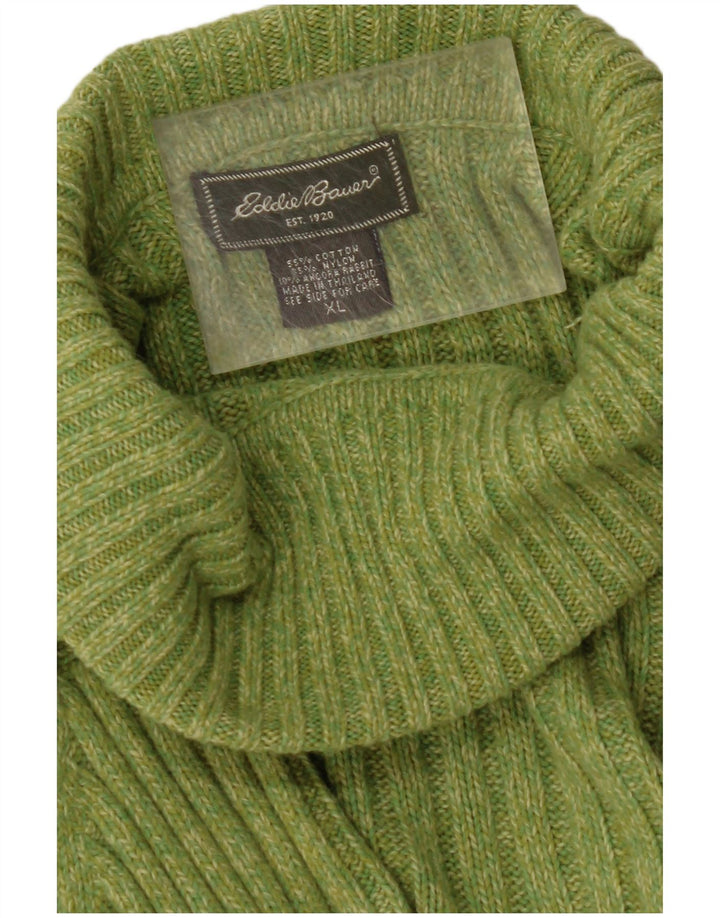 EDDIE BAUER Maglione maglione a collo alto da donna UK 18 XL Cotone verde