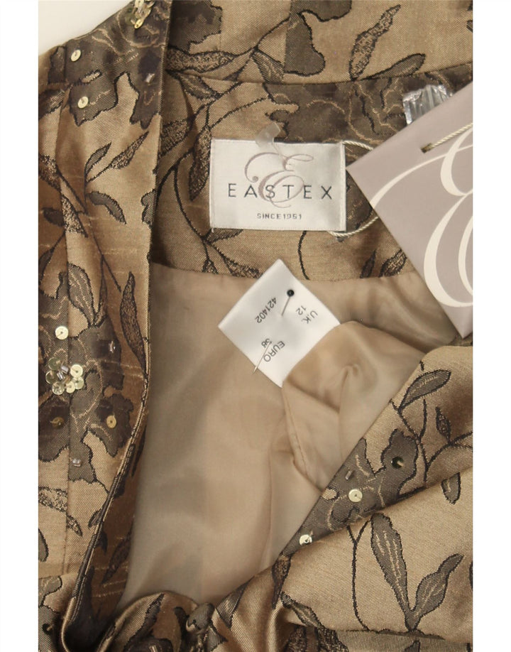 EASTEX Womens 6 Button Blazer Jacket UK 12 Medium Beige Floral Nylon Vintage Eastex and Second-Hand Eastex from Messina Hembry 