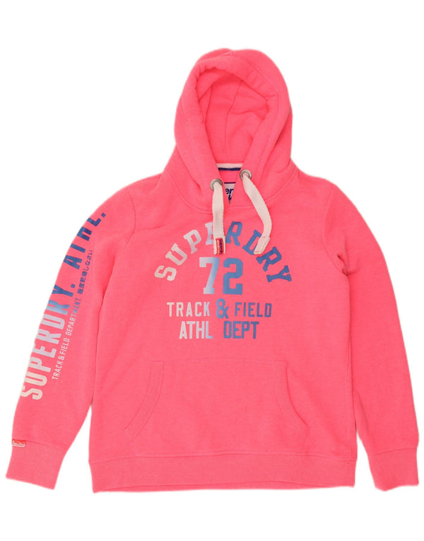 Felpa con cappuccio grafica da donna Superdry Track & Field UK 18 XL poliestere rosa