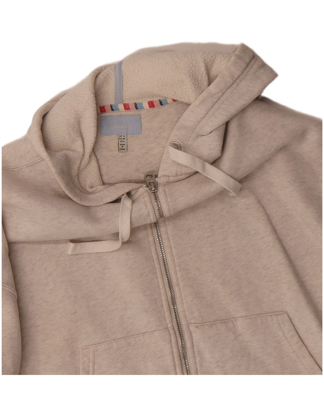 Joules, maglione con cappuccio e zip oversize da donna, UK 10, piccolo in poliestere beige