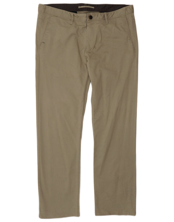 Pantaloni chino dritti da uomo Zara EU 44 Large W34 L30 Cotone beige