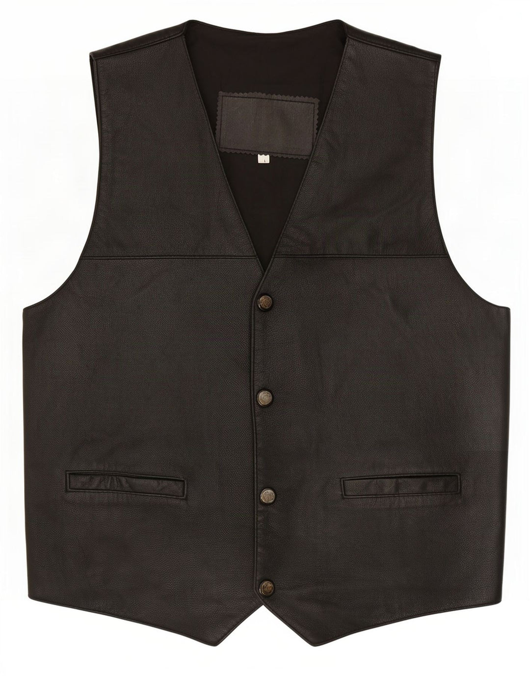 Gilet in pelle vintage da uomo grande nero