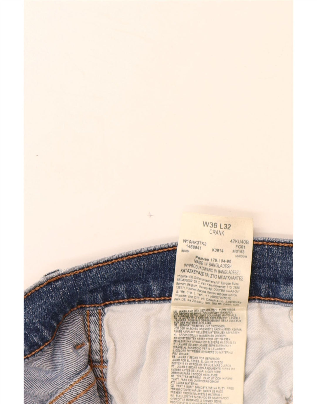 Jeans dritti Crank da donna WRANGLER W36 L32 cotone blu