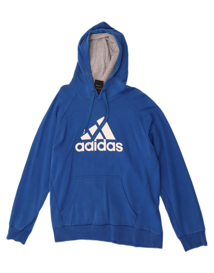Felpa con cappuccio grafica da uomo Adidas in cotone blu medio