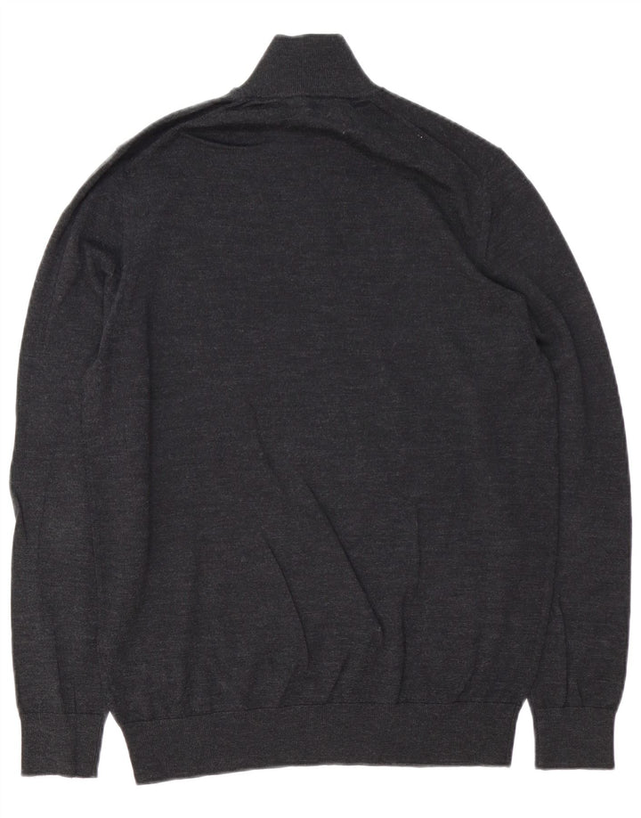 Maglione da uomo con collo con zip autografato Marks & Spencer grigio medio