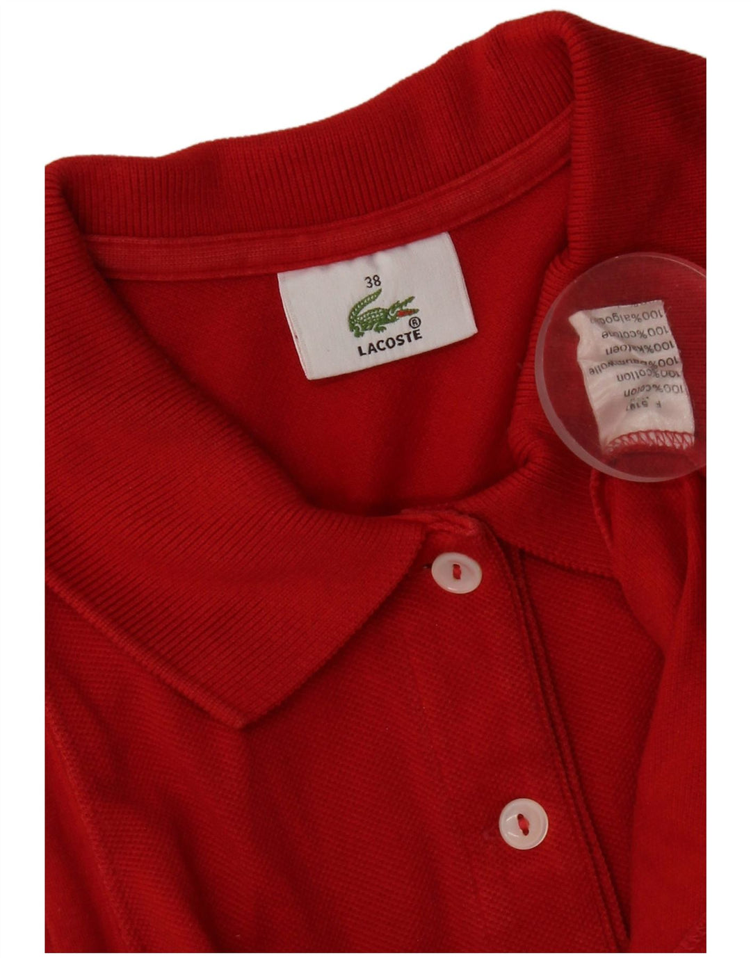 Polo senza maniche da donna Lacoste taglia 38 cotone rosso medio