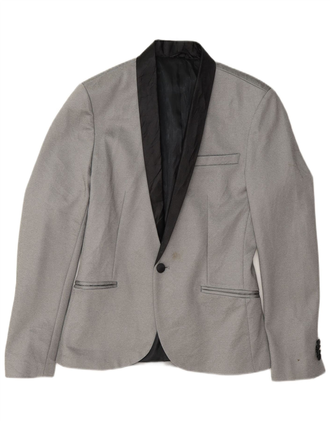 Giacca blazer da uomo a 1 bottone Zara UK 36 piccola poliestere grigio