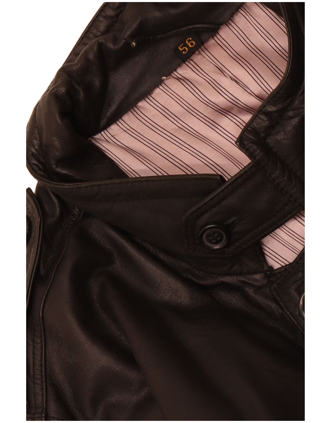 Cappotto in pelle militare vintage da uomo IT 56 3XL Nero