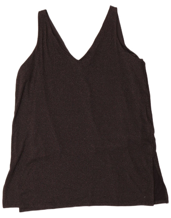 Top camicetta senza maniche da donna Marks & Spencer UK 20 2XL viscosa nera