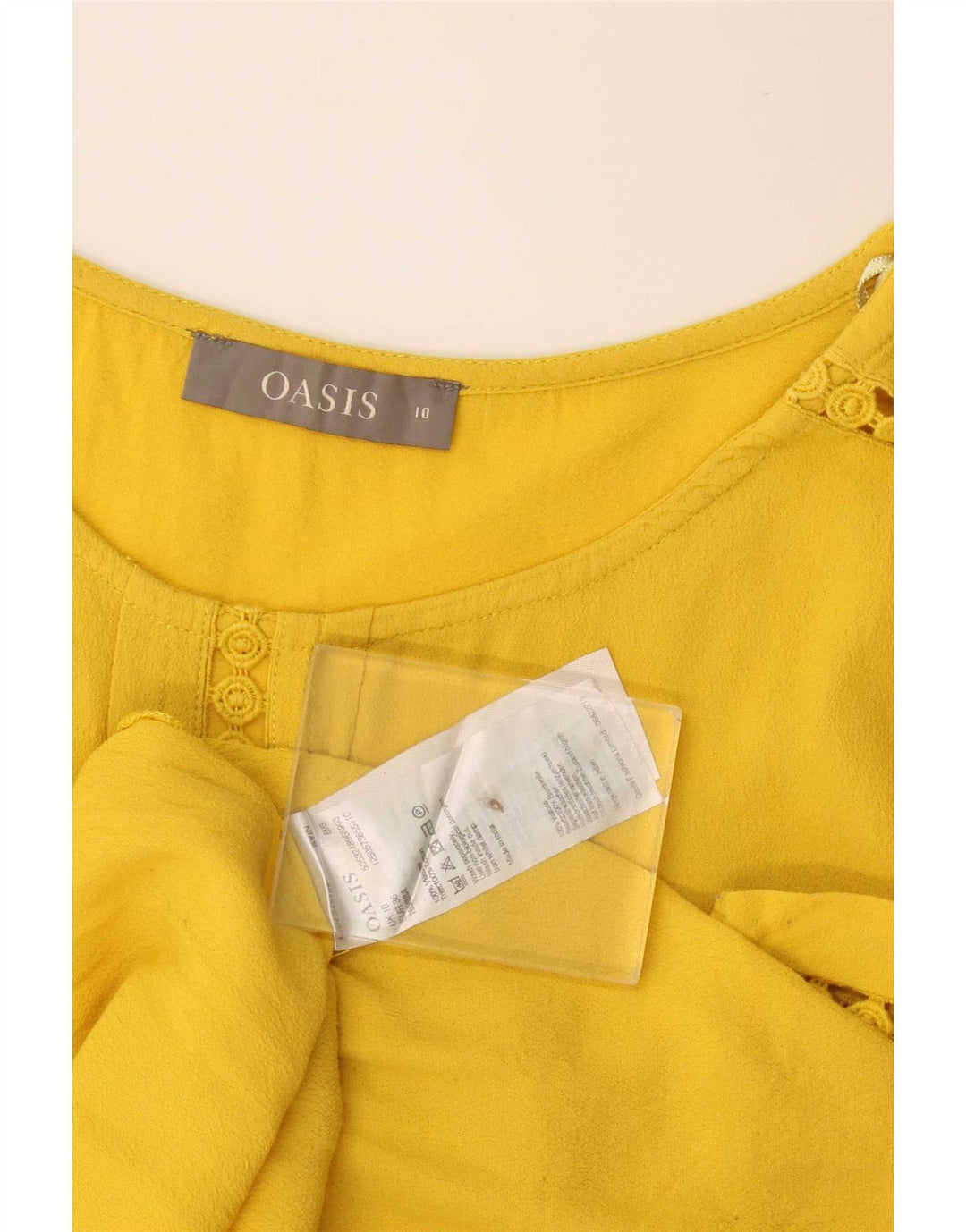 Top tunica da donna Oasis UK 10 piccolo in viscosa gialla