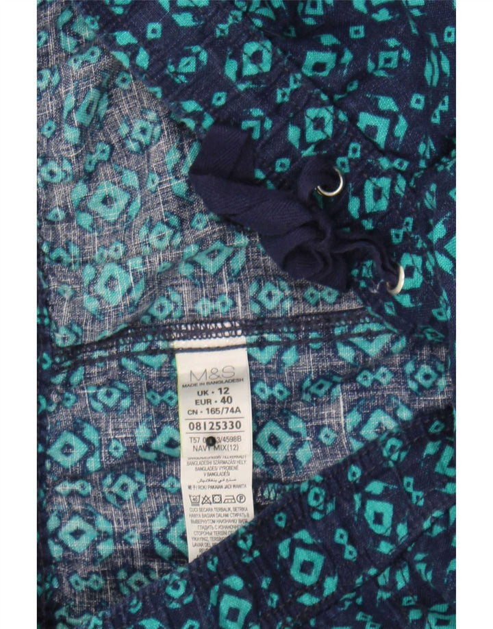 Gonna a trapezio da donna Marks & Spencer UK 12 media W30 blu navy geometrica