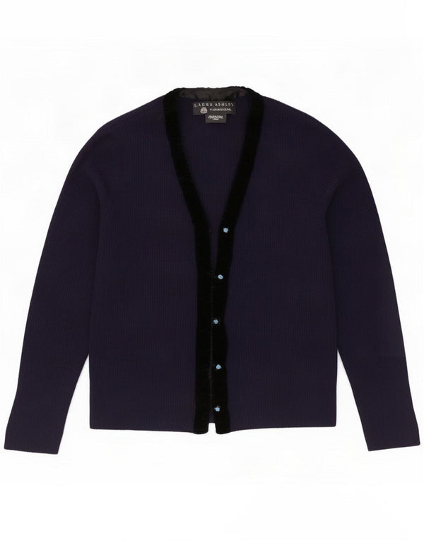 Maglione cardigan da donna Laura Ashley UK 16 Large Blu navy Colourblock