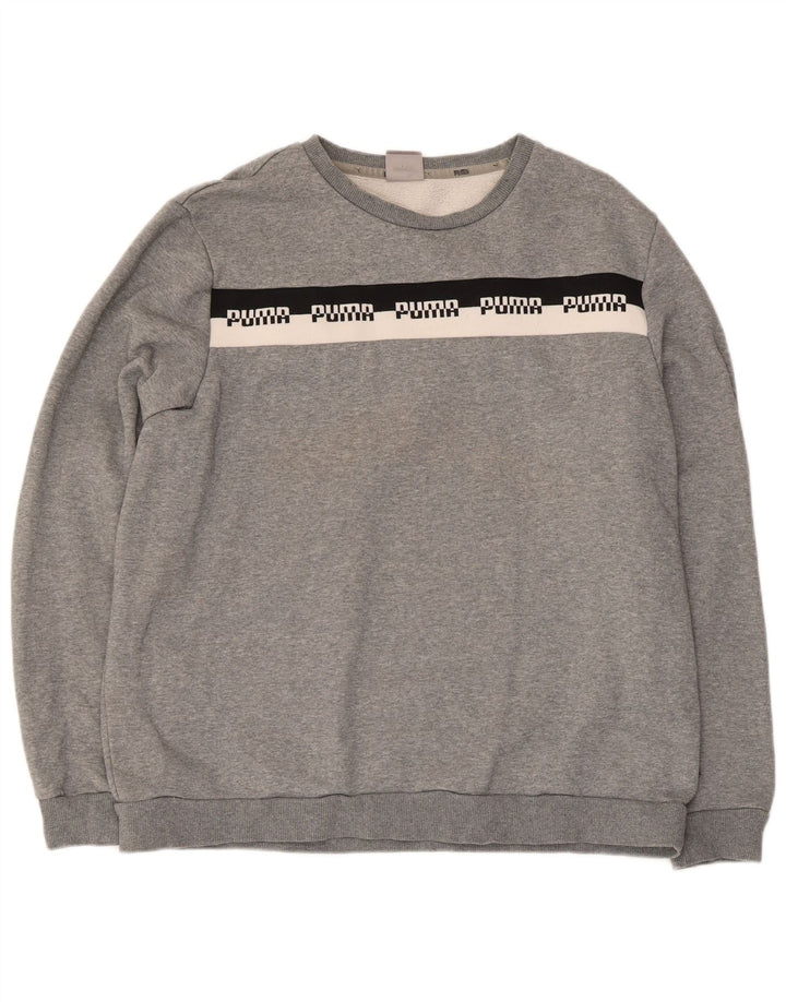 Felpa da uomo Puma Jumper XL in cotone chiazzato grigio