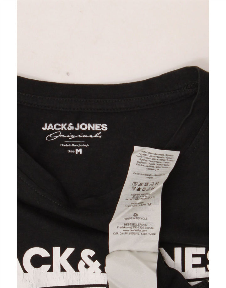 JACK & JONES T-shirt grafica da uomo Top in cotone nero medio
