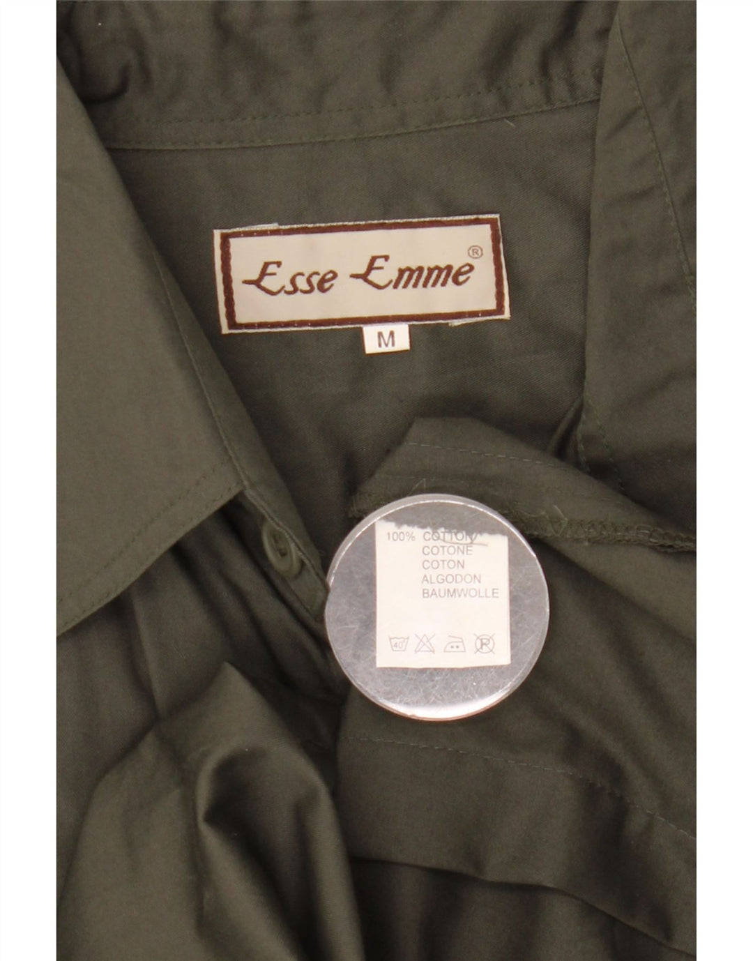 ESSE EMME Camicia militare a maniche corte da uomo in cotone kaki medio