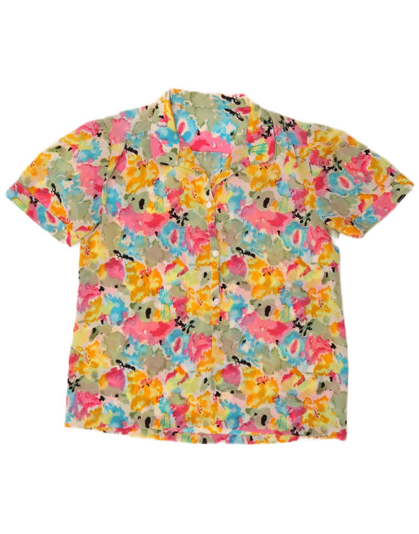VINTAGE Womens Short Sleeve Shirt Blouse UK 16 Large Multicoloured Tie Dye