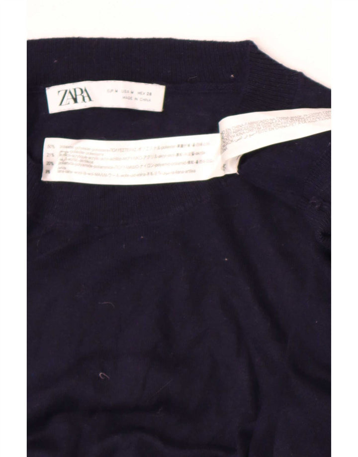 Abito maglione a maniche lunghe maxi da donna Zara UK 14 Poliestere blu navy medio