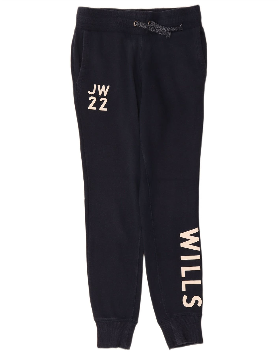 JACK WILLS Pantaloni da tuta con grafica da donna Joggers UK 8 Small Blu navy