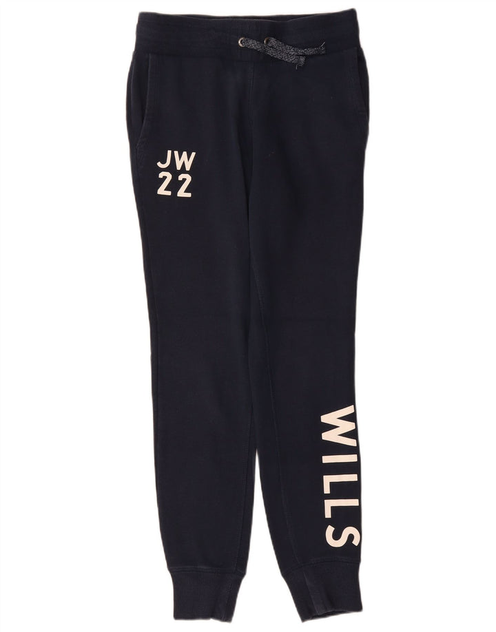 JACK WILLS Pantaloni da tuta con grafica da donna Joggers UK 8 Small Blu navy