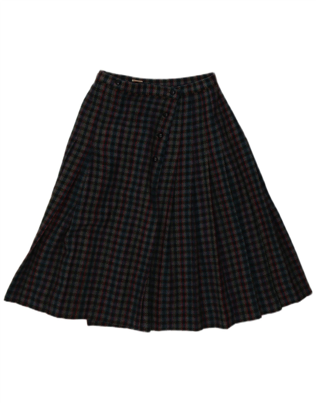 Gonna a pieghe vintage da donna W28 a quadri multicolore medio
