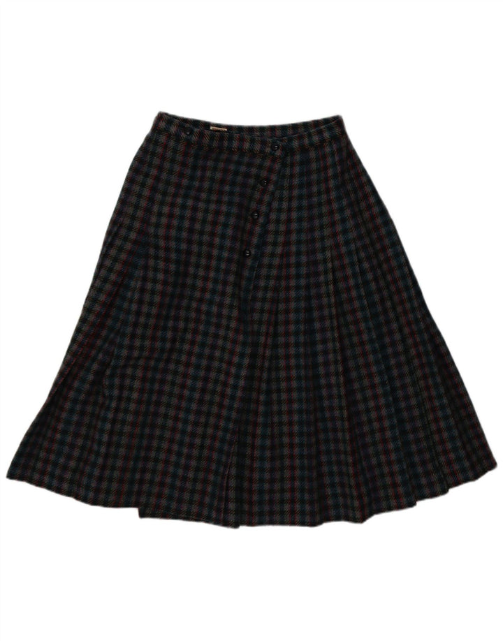 Gonna a pieghe vintage da donna W28 a quadri multicolore medio