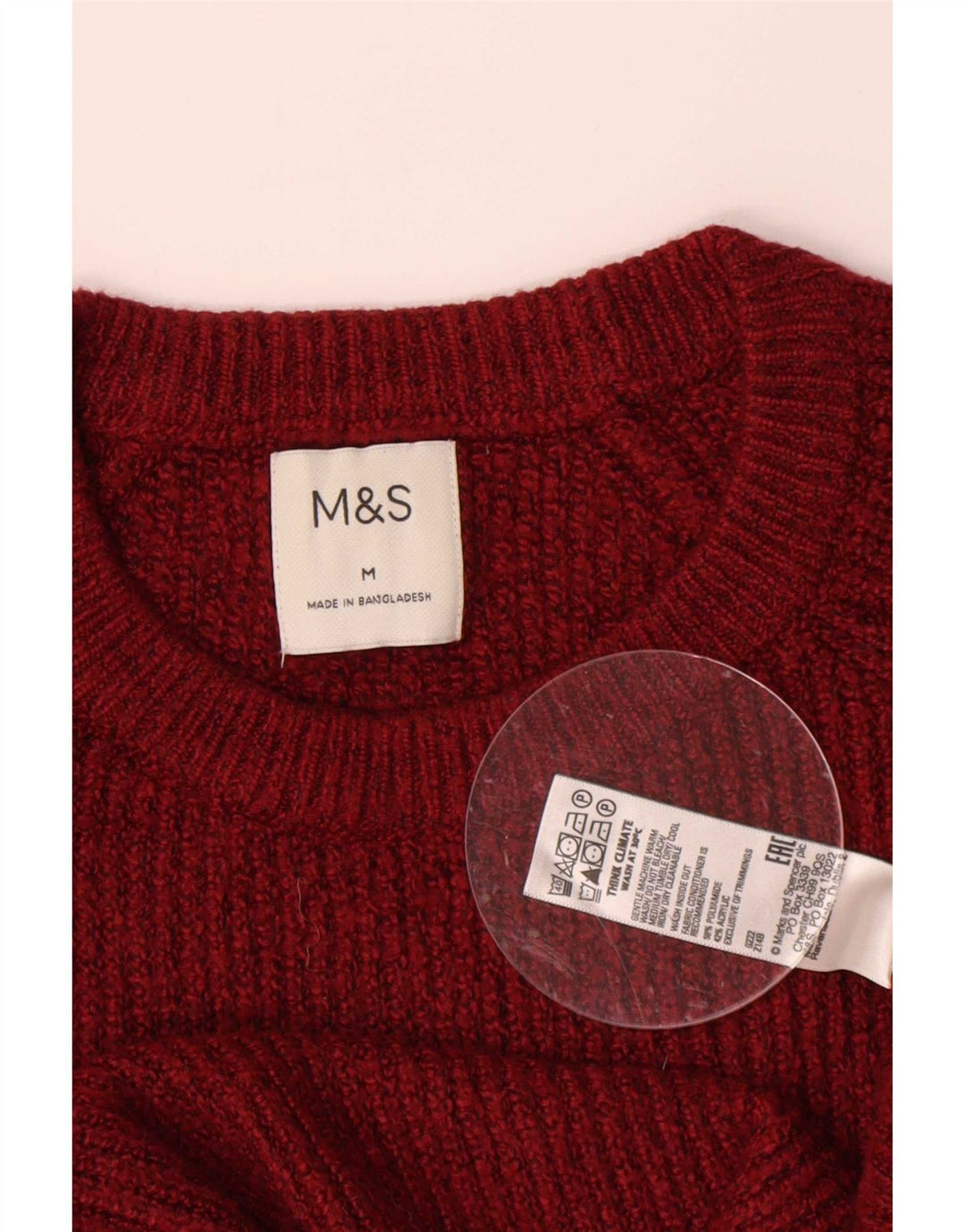 Maglione maglione girocollo da uomo Marks & Spencer medio bordeaux in poliammide