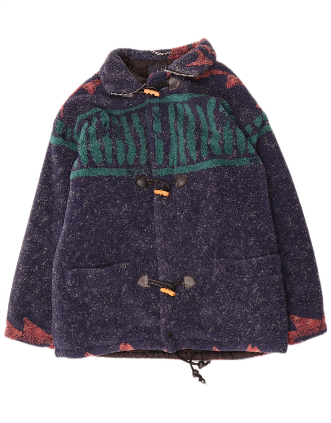 Giacca in pile vintage da uomo UK 38 media a righe blu navy