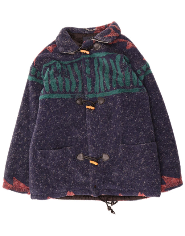 Giacca in pile vintage da uomo UK 38 media a righe blu navy