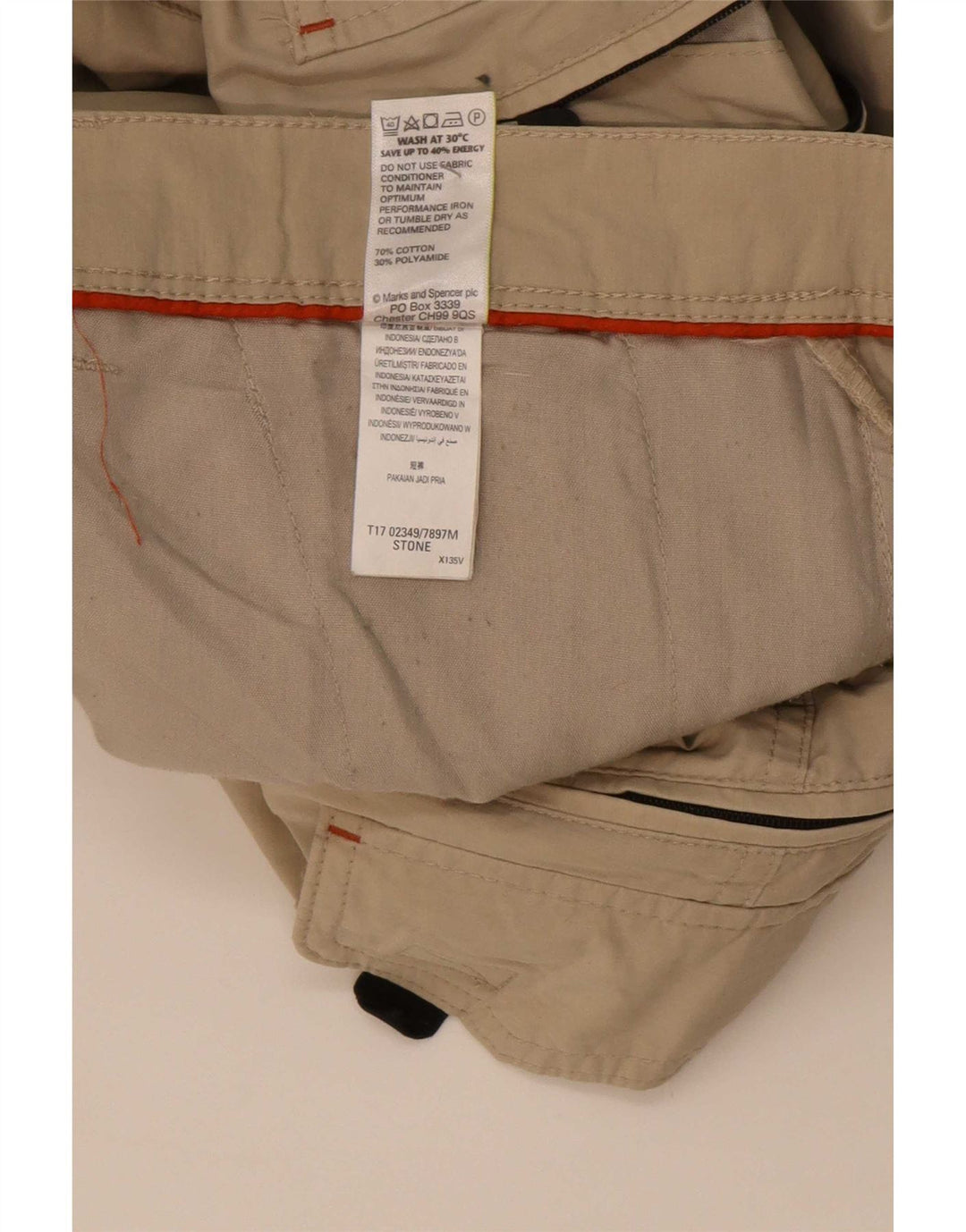 Bermuda cargo da uomo Marks & Spencer W40 XL in cotone beige