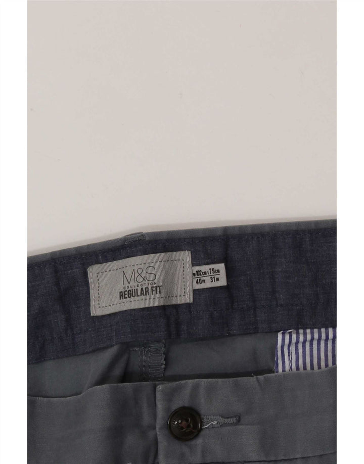 Pantaloni chino vestibilità regolare da uomo Marks & Spencer W40 L31 cotone blu