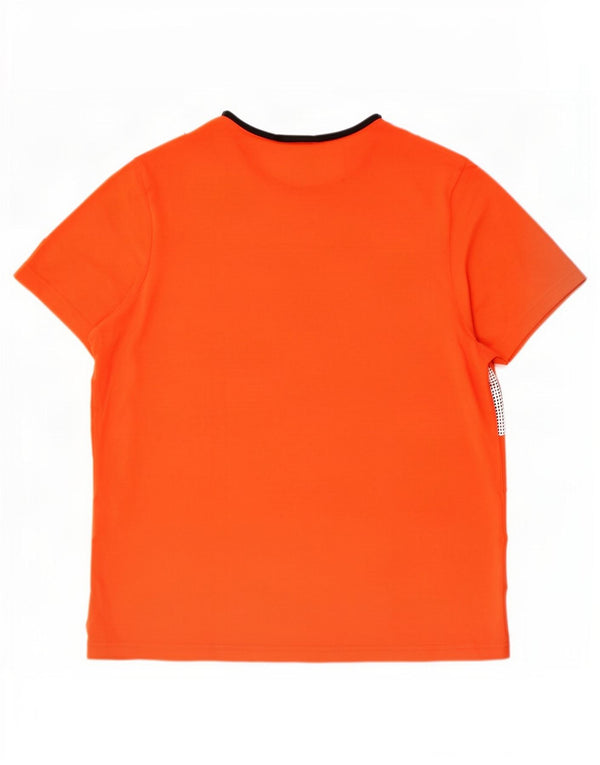 T-shirt da uomo Lacoste taglia 6 XL in cotone color block arancione