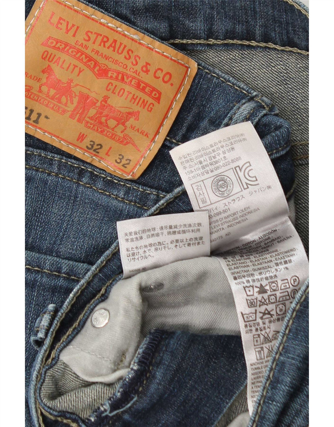 Levi's Uomo 511 Slim Jeans W32 L32 Cotone Blu