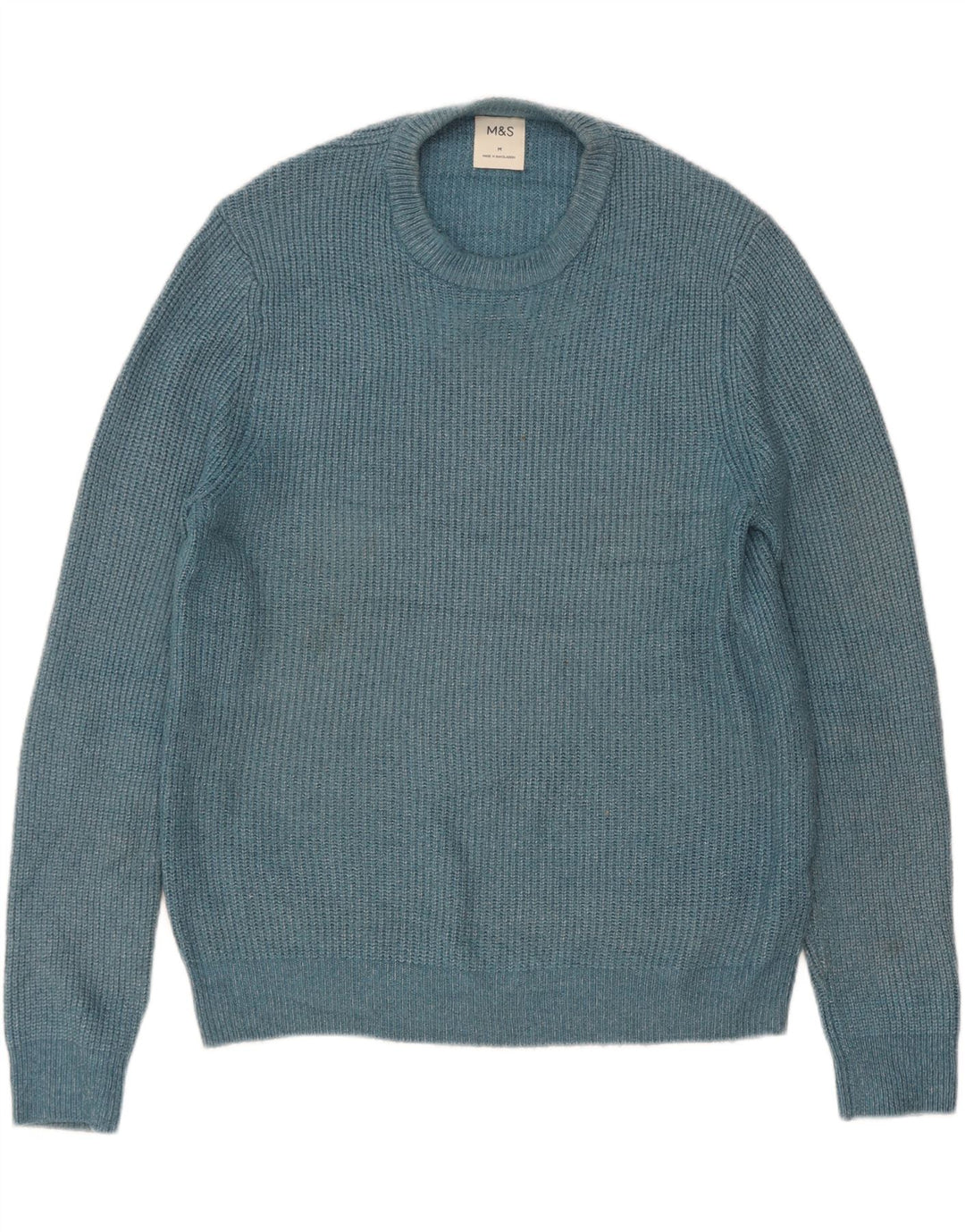 Maglione maglione girocollo da uomo Marks & Spencer blu medio in poliammide